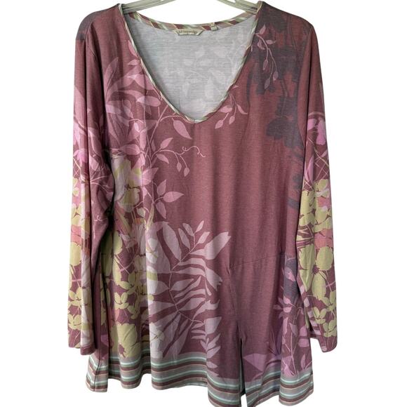 Soft Surroundings size 2X Soft Pink floral knit blouse - Picture 1 of 7